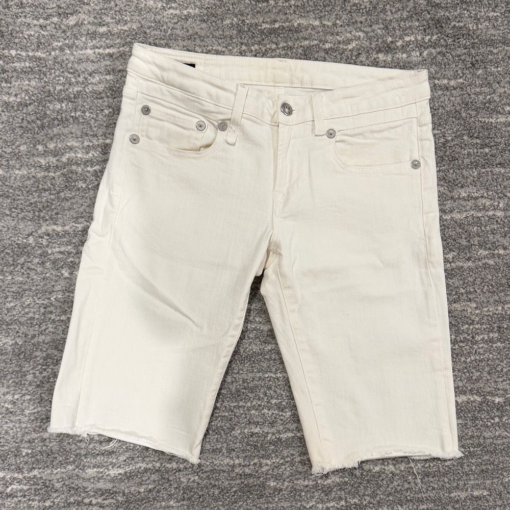 R13 Ivory Denim Long Shorts Size 25